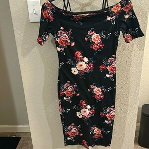 HAUTE MONDE black flower dress